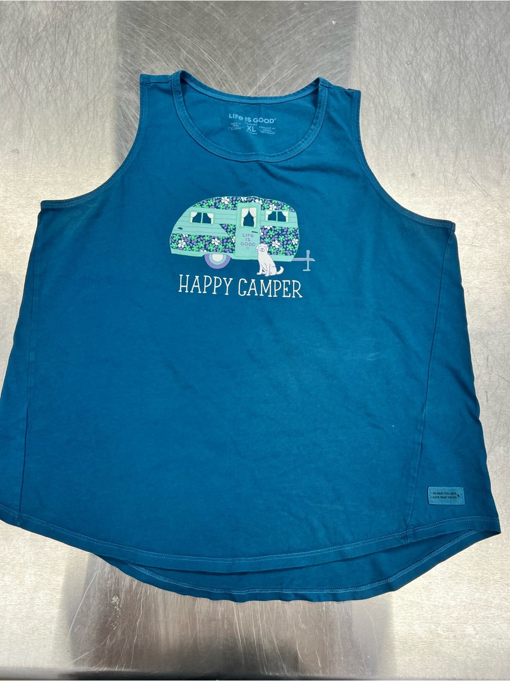 Life Is Good Teal 'Happy Camper' Tank Top Women’s XL